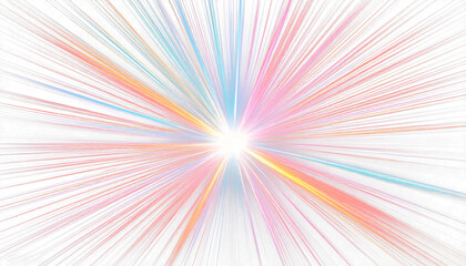 Fototapeta premium Vibrant Rays of Light and Colorful Sunburst on White Background