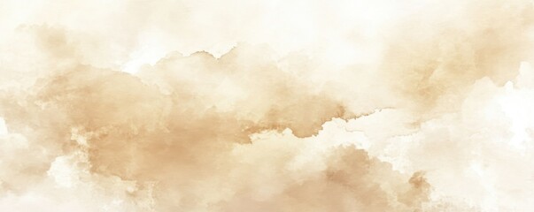 Abstract Beige Watercolor Cloudscape: A Serene and Dreamy Atmosphere