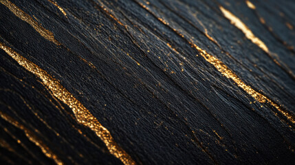 Fototapeta premium A deep black background with shimmering golden highlights