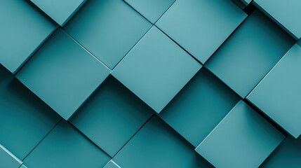Fototapeta premium Abstract teal cubes, geometric pattern background.
