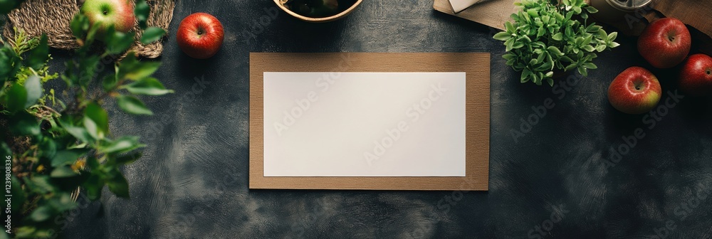 Fototapete Fresh ingredients and a blank canvas ready for a culinary creation in a rustic kitchen setting. Generative AI