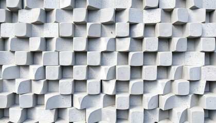 Obraz premium Wall with concrete honeycombs. Concrete gray hexagonal tiles, honeycomb tiles texture background, low-poly. isolated with white shades