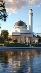 Obraz premium Beautiful mosque featuring a calm reflective pool