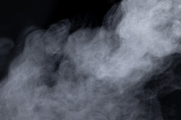White smoke isolated on black background