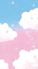 Pastel clouds with stars in dreamy sky