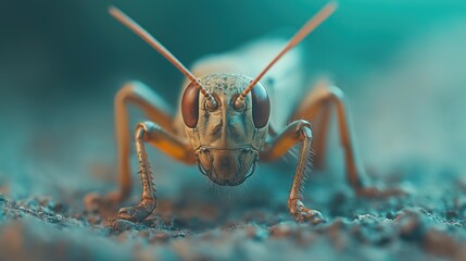 Teal And Brown Grasshopper Macro Photography
