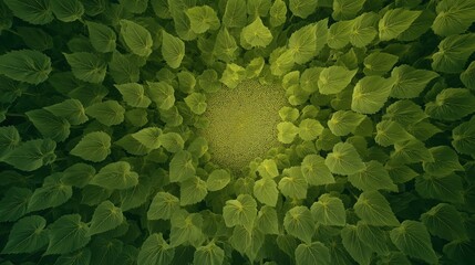 Abstract Green Gold Foliage Texture Overhead View