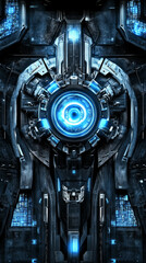 Fototapeta premium Futuristic blue technology background with glowing elements