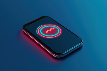 A sleek smartphone displaying a vibrant graph icon against a blue background, symbolizing data analysis or financial metrics.