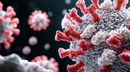 Detailed visualization of the COVID-19 virus, illustrating its structure and components.