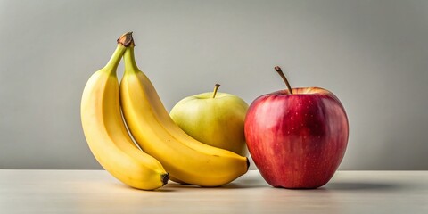 Minimalist Still Life: Three Bananas and an Apple