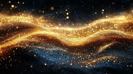 Obraz premium Golden Glitter Waves Abstract Background Design