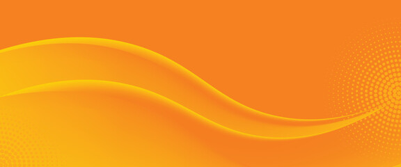 Bright orange-yellow gradient abstract fluid wave background with halftone, modern dynamic wallpaper. Suitable for templates, sales banners, business, ads, web and pages