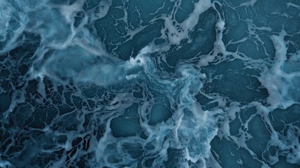 Fototapeta premium Dark Blue Ocean Water With White Foam Texture Close Up