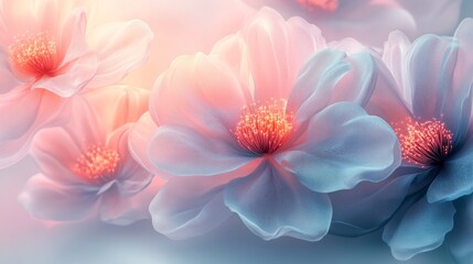 Obraz premium Delicate Pastel Flowers Softly Illuminated
