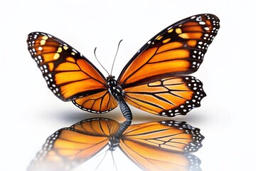 Naklejka premium Monarch Butterfly Isolated on White Side View