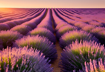 golden hour over blooming lavender
