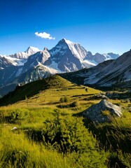 Fototapeta premium mountain range under a clear blue 