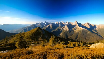 Fototapeta premium mountain range under a clear blue 