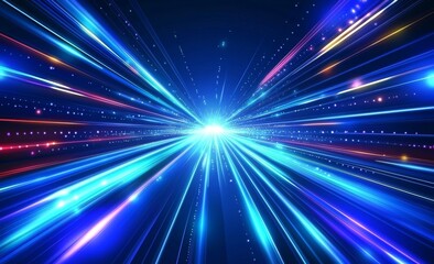 Obraz premium Abstract Neon Light Speed Lines Creating Futuristic Background