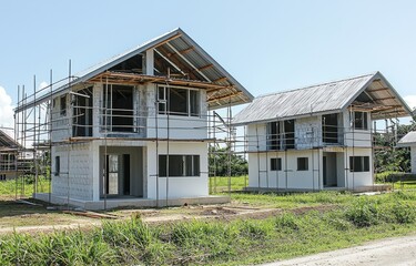 Modern Construction of Three New Houses in Samoan Landscape