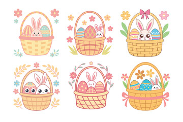 Cute Easter basket vector cartoon illustration Easter day