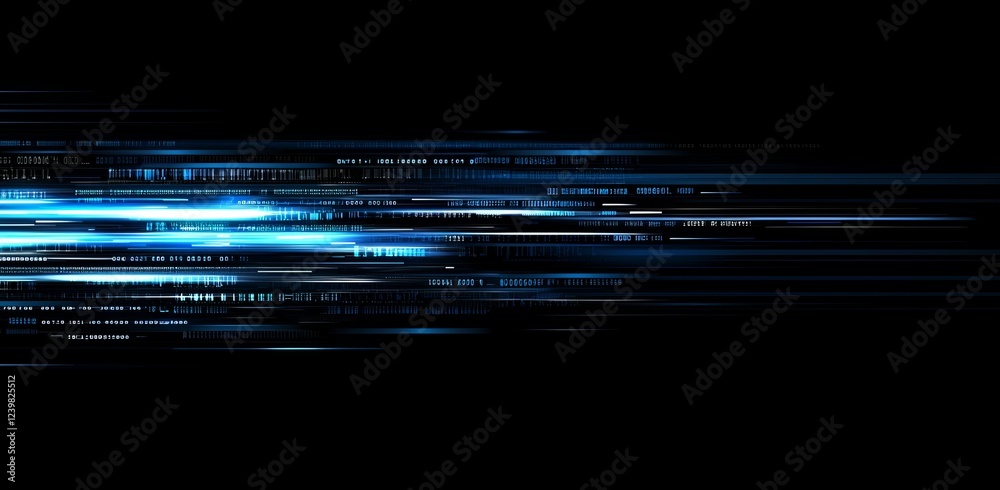 Poster dark background with digital data and computer code visualization