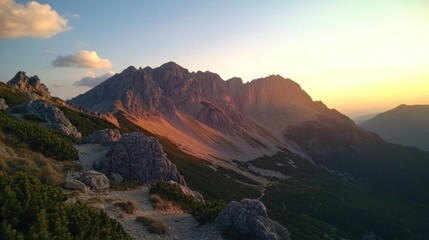 Hikers mountain sunset scenic landscape travel photography