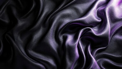 Fototapeta premium Luxurious black and purple satin fabric with elegant folds and texture