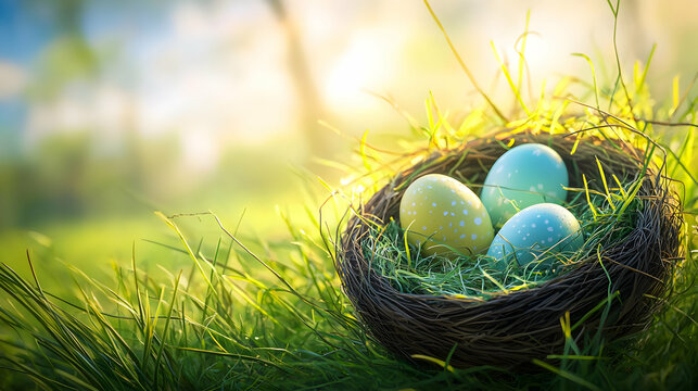 easter eggs in grass - Powered by Adobe