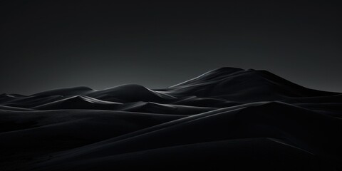 A serene and contemplative landscape against a pure black background, Soft gradients and minimalist elements, Serene minimalist style