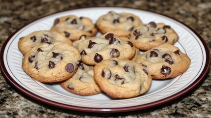 A Plate of Delicious Homemade Chocolate Chip Cookies