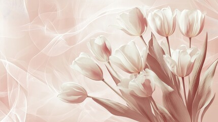 Fototapeta premium Elegant Soft Pink Tulips with Dreamy Background in Gentle Hues
