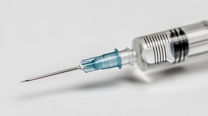 A close-up of a syringe with a sharp needle, commonly used for injections.