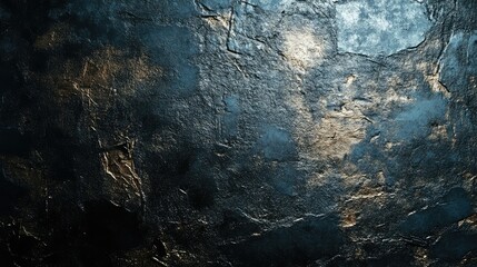 Abstract texture of a dark blue surface with metallic sheen, showcasing intricate patterns and reflective qualities that evoke a sense of depth and mystery