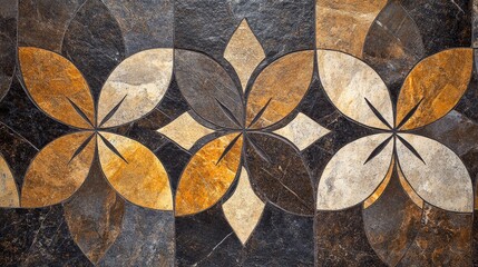 Artistic Floral Pattern in Earthy Tones on Textured Background