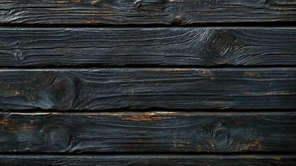 Fototapeta premium Black Wooden Planks with Textured Surfaces Showcasing Natural Grain and Rustic Charm Ideal for Backgrounds, Interior Design, and Artistic Projects