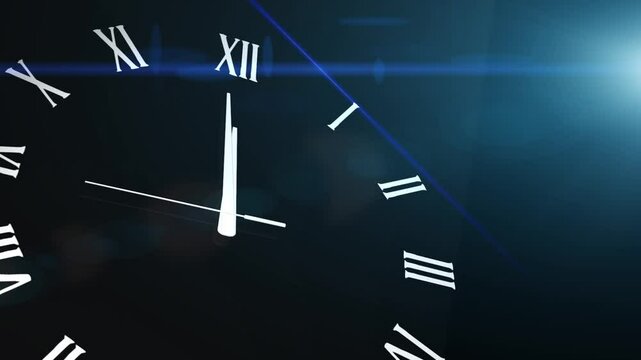 clock countdown ticking midnight 20 seconds with black