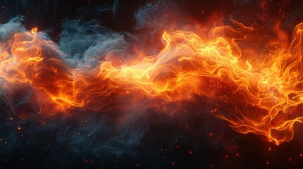 Fototapeta premium Fiery flame and smoke swirl in dynamic abstract art