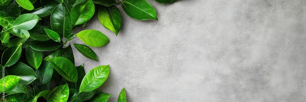 Aufkleber green leaves surrounding a textured concrete surface in natural light during daytime in a peaceful i