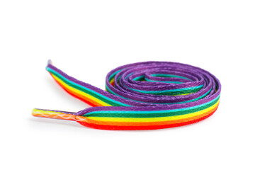 Shoelace in LGBT colors on white background