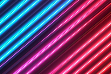 A gradient abstract background of red and blue neon lights in a diagonal striped pattern.