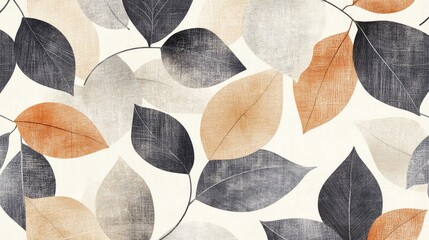 Soft Textured Leaf Patterns in Warm Tones on Light Background