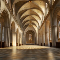 Fototapeta premium Sunlit Cathedral Nave