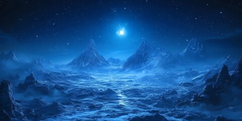 Realistic Desert Landscape Under Starry Night Sky at Dusk