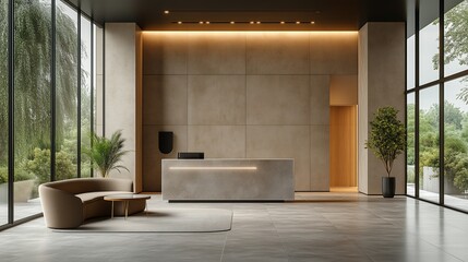 Modern minimalist style lobby reception area