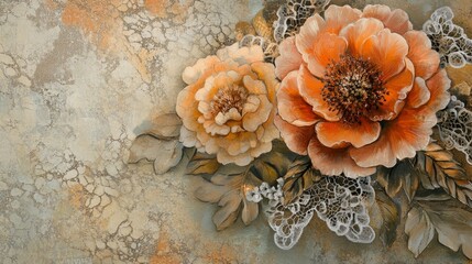 Elegant Floral Arrangement with Soft Colors and Textured Background