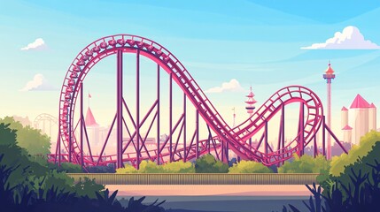 Obraz premium Empty Roller Coaster at Amusement Park for Marketing and Advertising