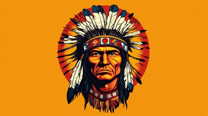 Native American Tribe Cartoon Mascot Vector Illustration for Cultural Representation and Educational Purposes