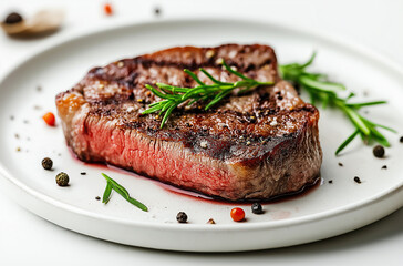 Grilled bbq steaks on white background